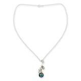 Cultured pearl flower necklace, 'Unique'