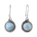 Regal Enchantment,'Polished Natural Round Larimar Dangle Earrings from India'