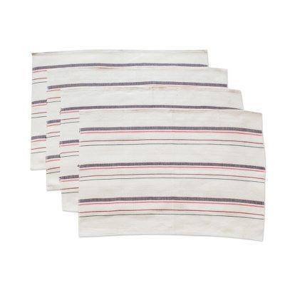 Individualist in Grape,'Striped Hand Woven Cotton Placemats (Set of 4)'