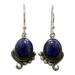 Indian Delight in Blue,'Sterling Silver Lapis Lazuli Dangle Earrings from India'