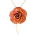 Peachy Rose,'Resin Dipped Real Peach Rose 24K Gold Plated Lariat Necklace'