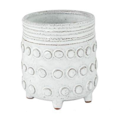 White Earth,'Rustic White Ceramic Sugar Bowl'