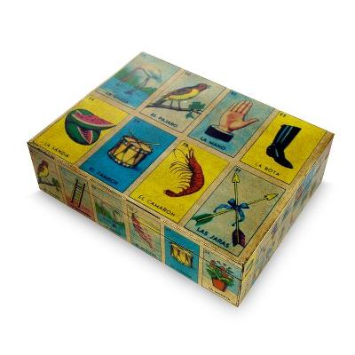 Decoupage decorative box, 'Mexican Loteria'