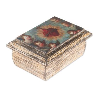 Sacred Heart,'Decoupage Jewelry Box with Sacred Heart from Mexico'