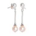 Shades of Rose,'Pink Pearl Dangle Earrings'