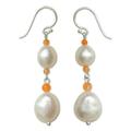 'Nature's Melody' - Sterling Silver Pearl Dangle Earrings