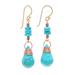 Rainshower,'Howlite Pyrite Reconstituted Turquoise Dangle Earrings'