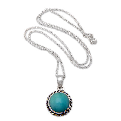 Successful Destiny,'Sterling Silver Pendant Necklace with Amazonite Cabochon'