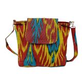 Color Spectacle,'Ikat Quilted Adras Fabric Backpack Made in Uzbekistan'