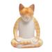 Peaceful Kitty in Orange,'Wood Meditating Cat Statuette in Orange and White from Bali'