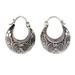 'Lotus Seeds' - Indonesian Sterling Silver Hoop Earrings