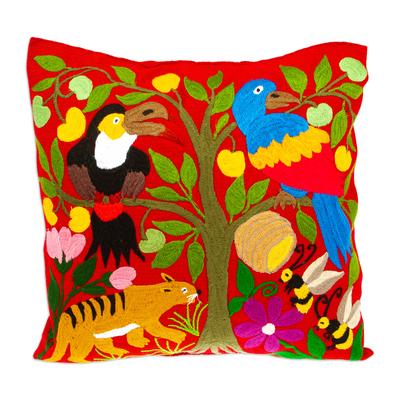 Jungle Fete,'Artisan Crafted Cushion Cover from Me...