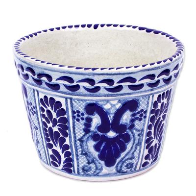 Puebla Arabesque,'Artisan Crafted Ceramic Flower Pot'