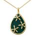 Green Floral Kiss,'Green Onyx and Cubic Zirconia Gold Vermeil Necklace'