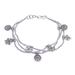 Dainty Garden,'Floral Charm Karen Silver Beaded Bracelet from Thailand'