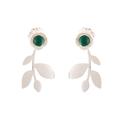 '925 Silver and Chrysocolla Leaf Double-Sided Stud Earrings'
