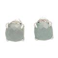 Dressed for Dinner in Aqua,'Checkerboard Faceted Chalcedony Stud Earrings'