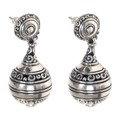 Kendi,'Artisan Crafted Sterling Silver Dangle Earrings from Bali'