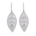 Spiritual Leaves,'Sterling Silver Filigree Leaf Dangle Earrings from Peru'