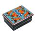 'Lacquered Hand-Painted Floral Leaf Papier Mache Jewelry Box'