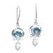 Pearl and blue topaz dangle earrings, 'Sky Fantasy'