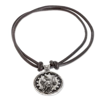 Iq' Emblem,'Mayan Astrology-Themed Pendant Necklace with Iq' Sign'