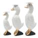 Hatted Ducks,'Handmade Albesia Wood Duck Statuettes (Set of 3)'