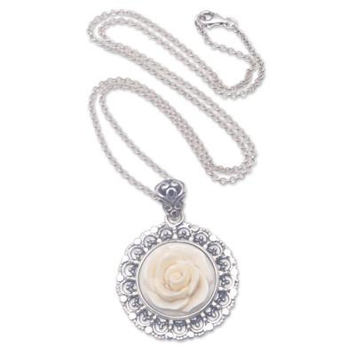 Peace Rose,'Handcrafted Sterling Silver Rose-Themed Pendant Necklace'