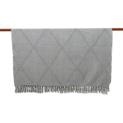 Grey Desire,'Diamond-Patterned Cotton Throw in a S...