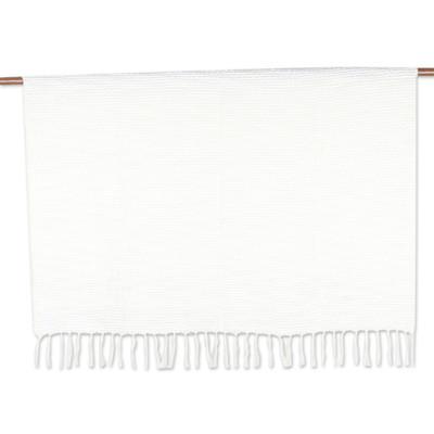 Ivory Caress,'Ivory Acrylic Thread Throw Blanket w...