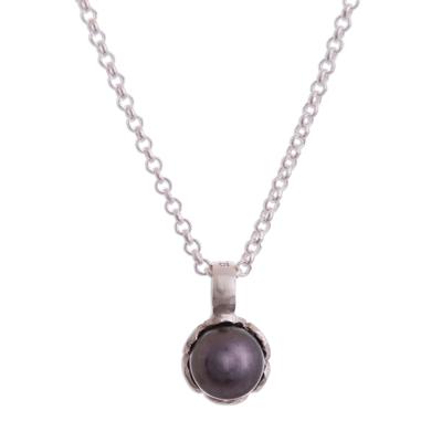 'Blue-Grey Cultured Pearl Pendant Necklace from Peru'