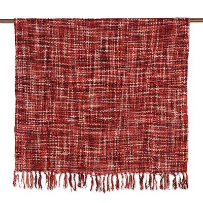 Burgundy Fusion,'Fringed Pink and Burgundy Throw f...