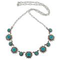 'Aztec Star' - Handmade Floral Sterling Silver Natural Turquoise Necklace