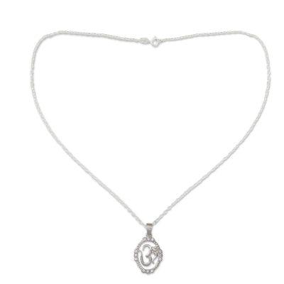 Sterling silver pendant necklace, 'Peaceful Om'