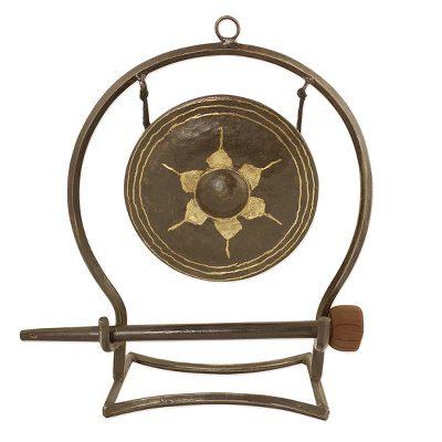 Iron and brass gong, 'Thai Harmony' (large)