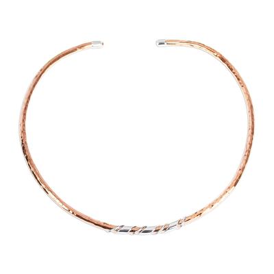 Taxco Mix,'Hammered Copper and Sterling Silver Collar Necklace'