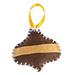 Festive Jingle Bell,'Brown Jingle Bell Felt Ornament Handcrafted in Mexico'