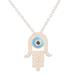 Hamsa Blessing,'Sterling Silver Hamsa Pendant Necklace with Cubic Zirconia'