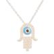 Hamsa Blessing,'Sterling Silver Hamsa Pendant Necklace with Cubic Zirconia'