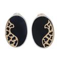 Abstract Waves,'Abstract Gold Accented Agate Drop Earrings from Brazil'