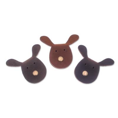 'Set of Three Handmade Bunny-Themed Leather Cable Ties'
