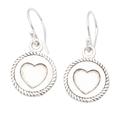 Dainty Heart,'Sterling Silver Dangle Earrings with Heart Motif from Bali'