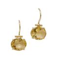 '18k Gold Drop Earrings with 6-Carat Faceted Citrine Stones'