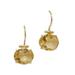 '18k Gold Drop Earrings with 6-Carat Faceted Citrine Stones'