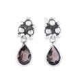Trinity Glitter,'Sterling Silver and Smoky Quartz Dotted Dangle Earrings'