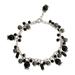 Onyx and smoky quartz beaded bracelet, 'After Midnight'