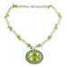 Stunning Sunflower,'Peridot and Citrine Silver Pendant Necklace'