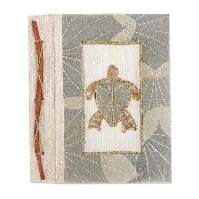 Tortoise Thoughts in Grey,'Grey Natural Fiber Turtle-Motif Journal'