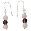 Subtle Mysteries,'Handcrafted Rose Quartz Earrings with Smoky Quartz'