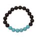 Gleaming Union,'Onyx and Reconstituted Turquoise Beaded Stretch Bracelet'